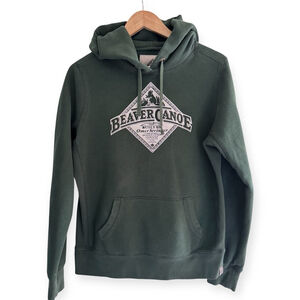 Beaver Canoe Green Logo Pullover Hoodie Size Large